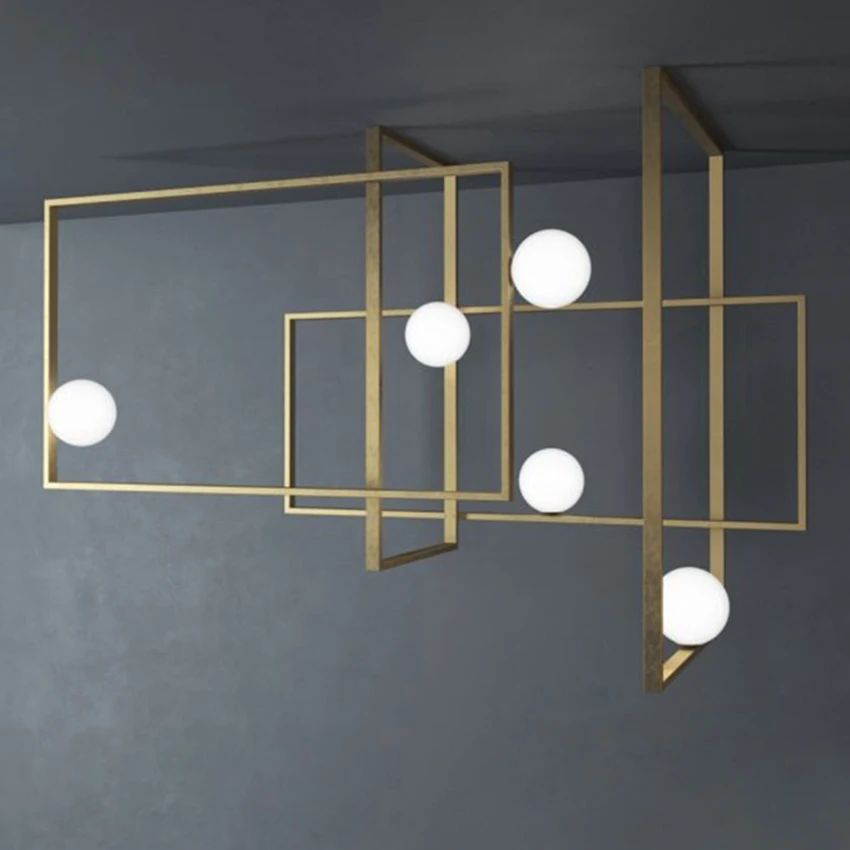 Скандинавская прямоугольная стеклянная люстра Современные Геометрические