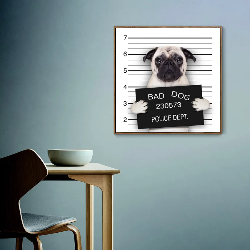 

Dog Prison Holding Sign Creative Funny Print Poster Nordic Modern Home Decoration Canvas Painting Wall Art Picture Living Room