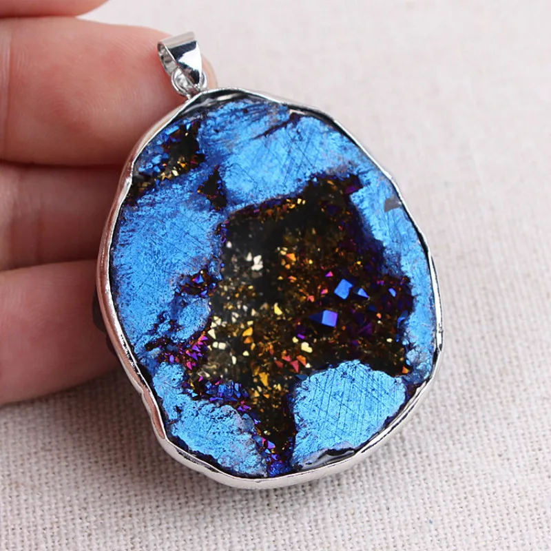 Натуральный камень хрустальное отверстие Красивая Женская Золотая подвеска на