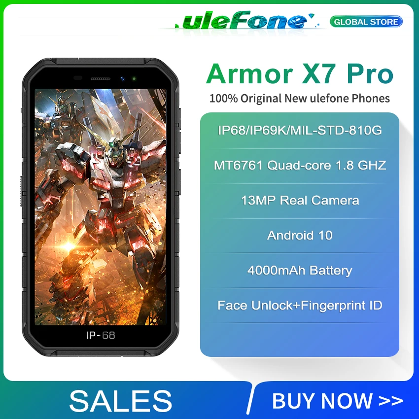 Ulefone Power X7 Pro IP68/IP69K Водонепроницаемый прочный телефон Android 10 мобильный 4 Гб