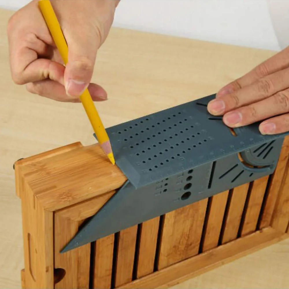 

3D Mitre Angle Measuring Mark Line Gauge Carpenter Square Size Wood Working Measure Tool T-Type Ruler Line Gauge 90 Degree Gauge
