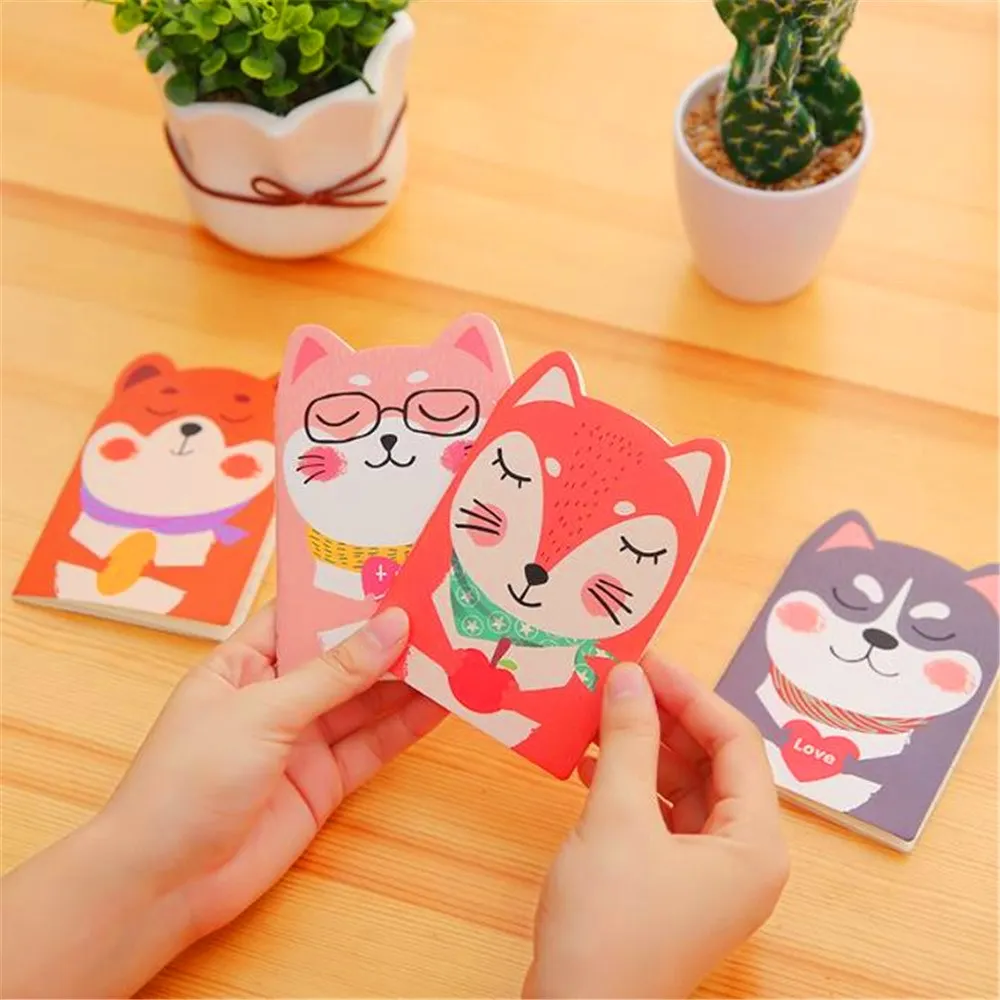 

1 PC Mini Cartoon Animal Kawaii Husky Notebook With Lined Paper Vintage Retro Notepad Book For Kids Korean Stationery
