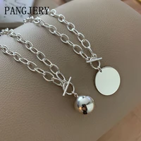 pangjery 925 stamp necklaces for women ins fashion temperament exquisite simple ot buckle circle party jewelry gifts