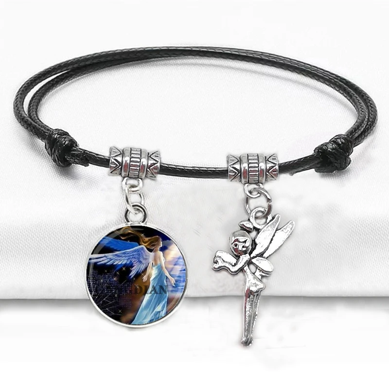 Готический Шарм Ангел Луна стеклянный браслет из кабошона сказка шпилька модная