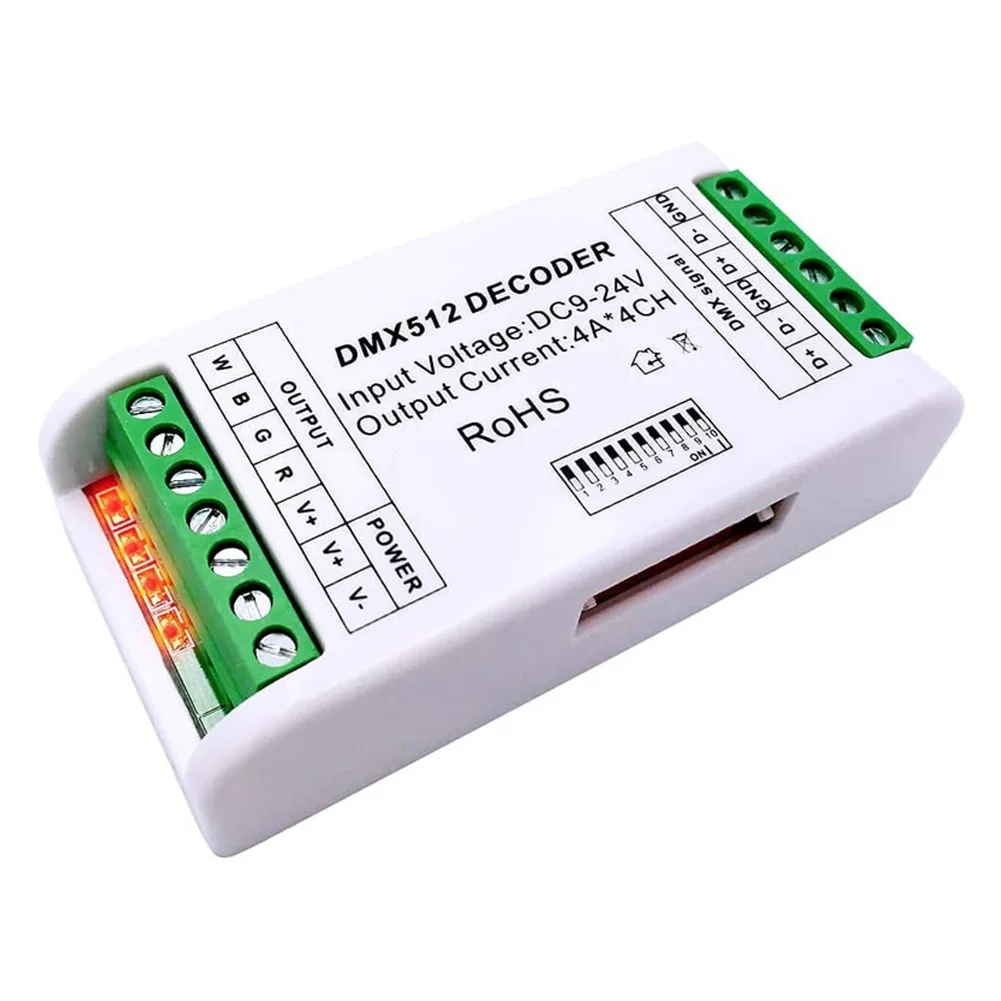 

1 Pcs DMX Decoder RGB LED Strip Light Adapt To DC9-24V Controller Dimmer 4 Channel Decoder DMX512 Relays Use For Led Lamps