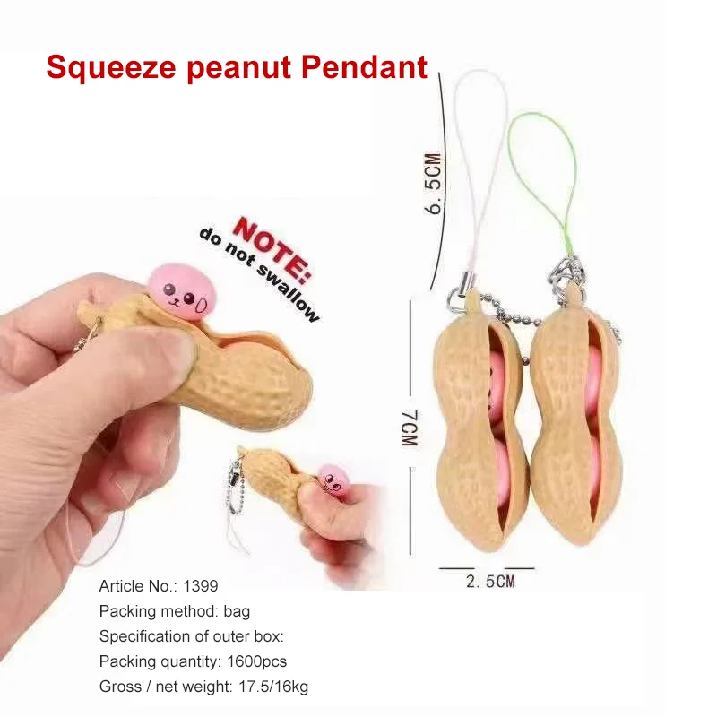 Llaveros de descompresi&oacute;n de cacahuete, juguetes de descompresi&oacute;n de cacahuete, Edamame, juguetes para descomprimir cacahuete, juguete divertido para decoraci&oacute;n del hogar, regalos para chico, 1/3 Uds.-5