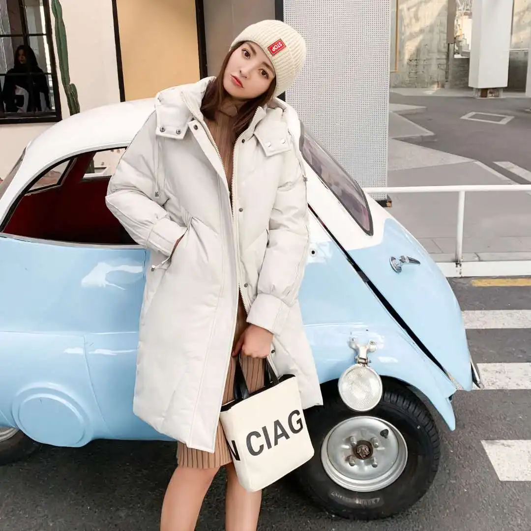 

Korean style down padded jacket women's mid-length winter 2021 new bread suit loose padded jacket padded jacket