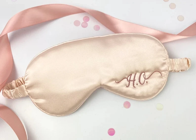 Маска для сна с вышивкой индивидуальная шелковая маска подружки невесты