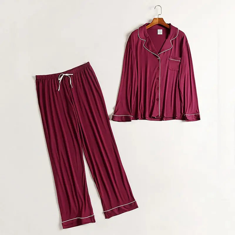 Женская Хлопковая пижама Smmoloa из модала с длинными рукавами на осень и зиму |
