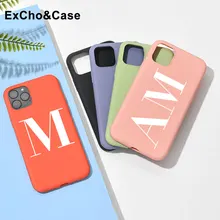 Custom Name Initial Letter Phone Case for iPhone 11 12 13 Pro Max SE 7 8 Plus X XS XR Personalised Soft Silicone Pink Cover Gift