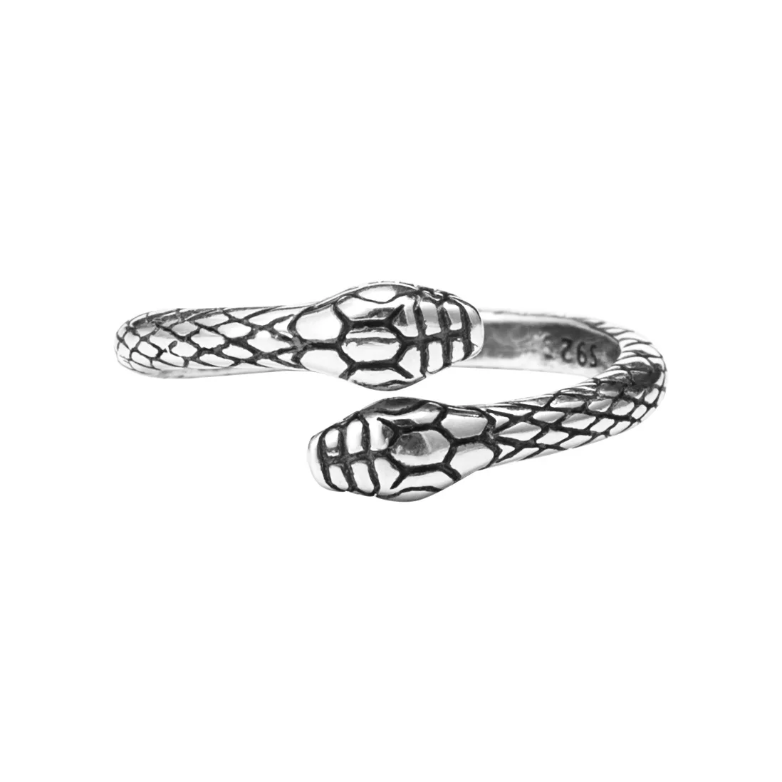 

Animal Spirit Snake Ring 925 Silver Vintage Punk Exaggerated Adjustable Ring for women Simple Stereoscopic Snake head Jewelry
