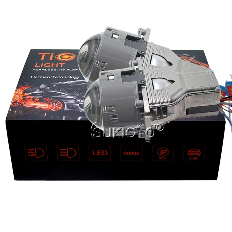 SUKIOTO 1 Set New 3.0 Inch Bi-LED Projector Lens 70W White Auto LED Headlamp For H4 H1 H7 H11 9005 9006 Bulbs | Автомобили и