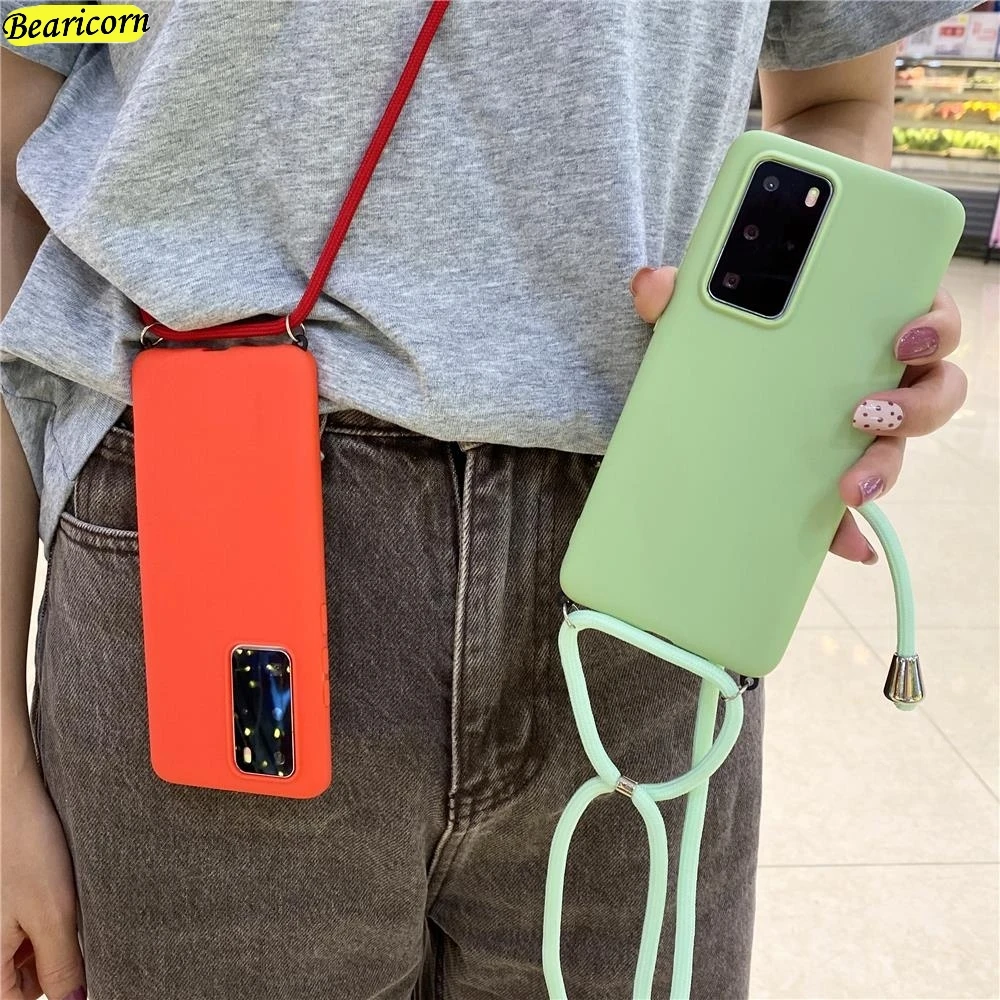 Candy Crossbody Lanyard Case For Xiaomi Mi 5X 6X 8 9 9T SE 10T CC9e CC9 Note 10 A1 A2 A3 Lite Poco X2 F2 M2 X3 C3 Pro Rope Cover