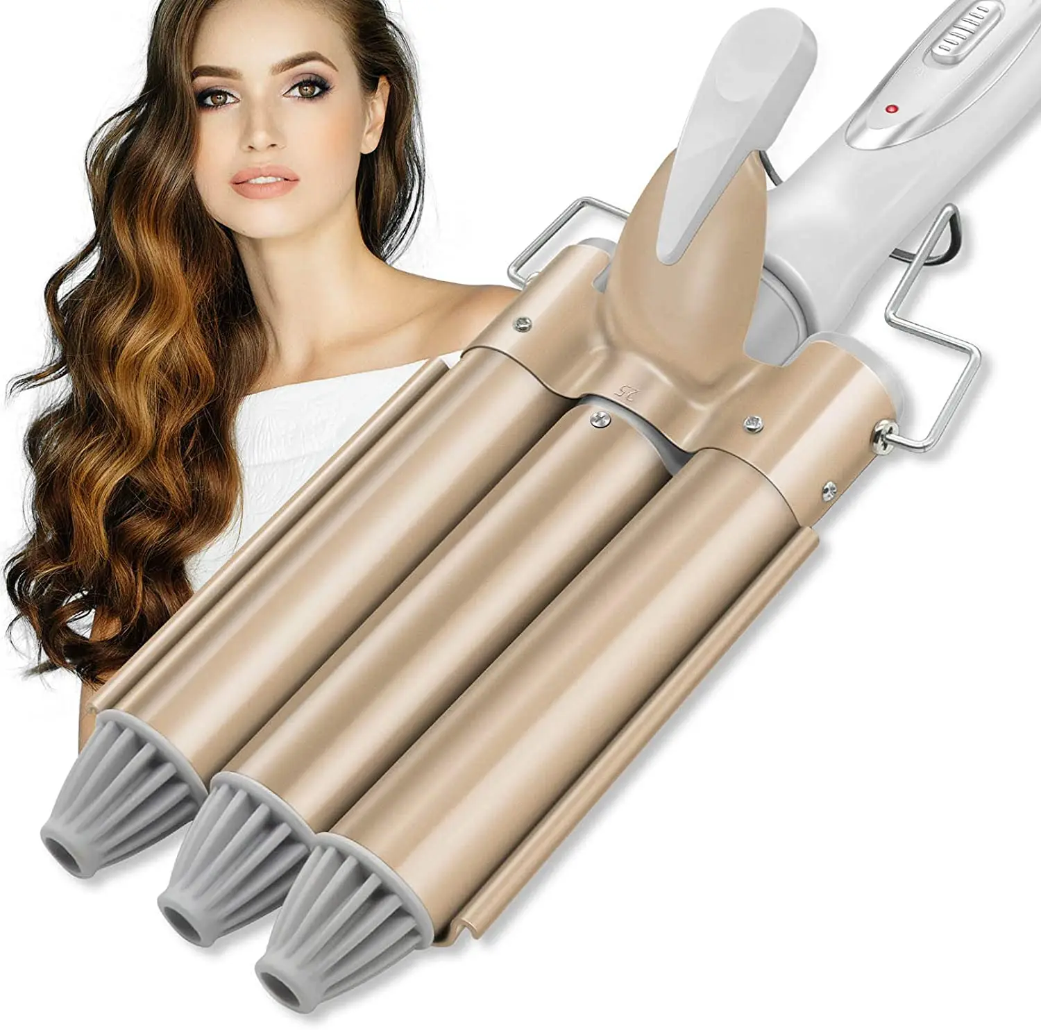 

3 Barrel Curling Iron Wand Fast Heating Ceramic Crimper Hair Iron Hair Waving Styling Tool for Deep Waves Triple Barrels Waver