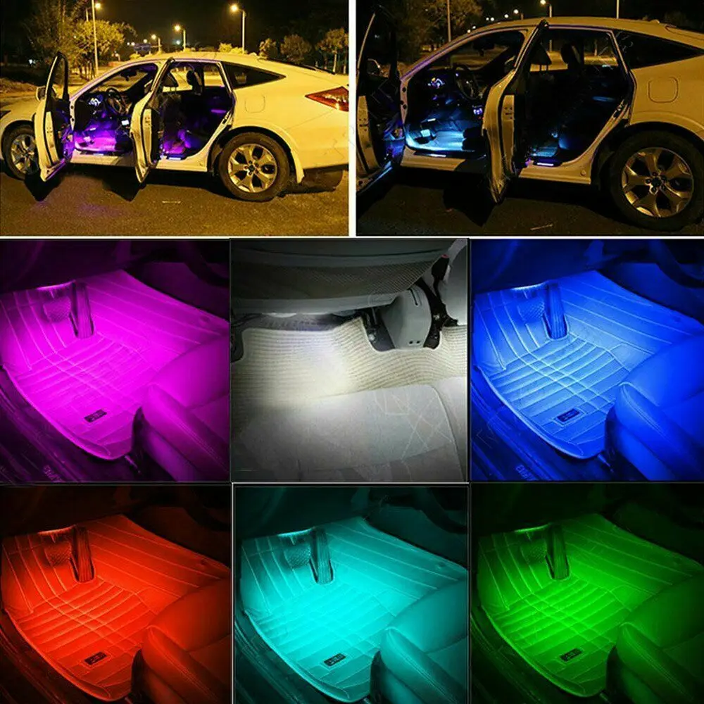 4x9 Светодиодная Автомобильная Атмосфера RGB музыкальная лента с дистанционным