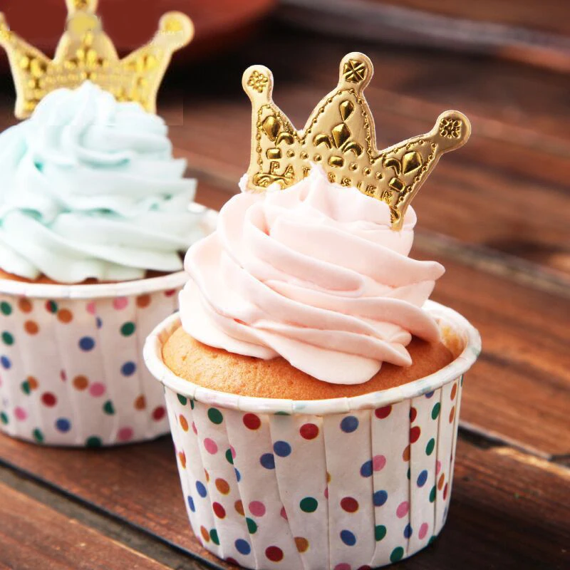 

50pcs/Set Gold Princess Crown Cake Topper Dessert Cupcake Decoration Tools Birthday Wedding Party Decor Supplies Accessories