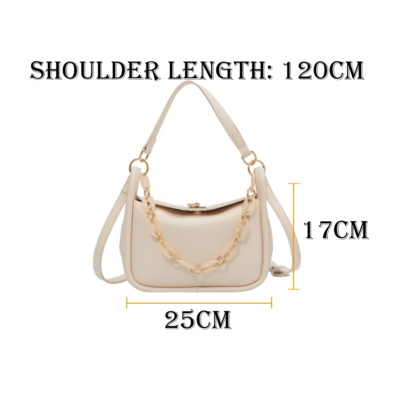

2021 Summer Women Shoulder Bag Solid Acrylic Chain Zipper Hasp Practical Fashion Vintage New Korean Style Female Bag WB4115