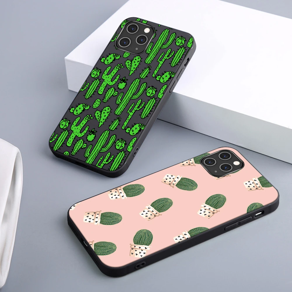 

Plant Cactus Case For iPhone 12 11 Pro Max Mini Cover for iPhone 11 Pro X XR XS MAX 7 8 6 S Plus 5S SE 2020 Soft TPU Phone Funda