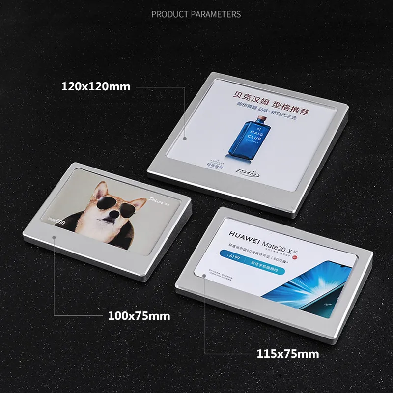 

100x75mm High Quality Aluminum Tabletop Slanted Sign Holders Display Stand Block Price Label Paper Card Holder Frame