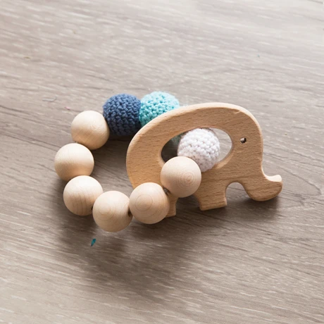 Elephant Bracelet 1 Набор, детский вязанный крючком прорезыватель, деревянный слон, пустышка, зажим, цепь, соска, держатель для соски, детские игрушки ручной работы, аксессуары для коляски - Цвет: Elephant Bracelet