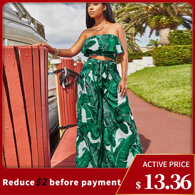 Женский комплект из двух предметов в стиле бохо укороченный топ с открытыми