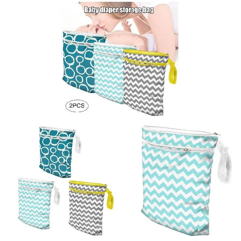 

2Pcs Baby Diaper Storage Bag Diaper Bag Double Zipper Waterproof Bag Cute Bag for Shopping Travel BHD2