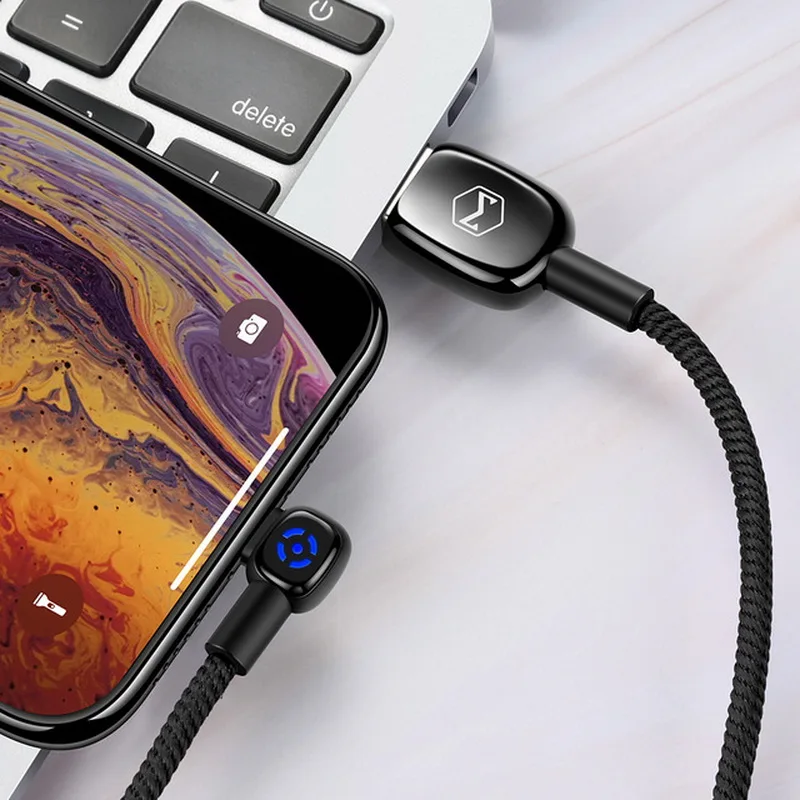 MCDODO автоматическое отключение светодиодный светильник для iPhone зарядное устройство кабель USB шнур кабель передачи данных для быстрой зарядки для iPhone XR XS Max 8 7 Plus