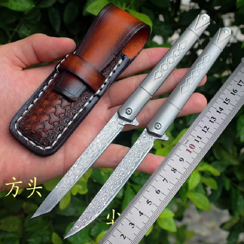 

Дамасский тактический складной нож, титановый Карманный Клинок для кемпинга, охоты, выживания, повседневного использования, спасательные и...