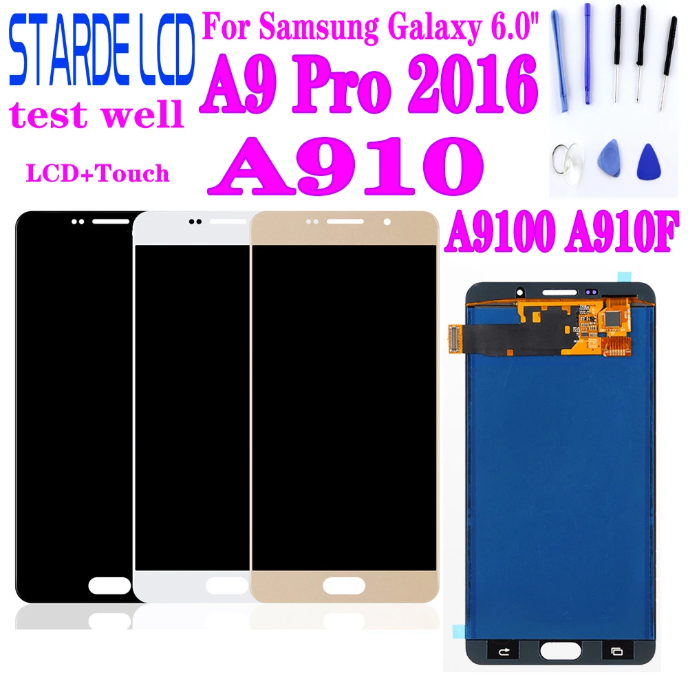 ЖК дисплей AAA + 6 0 ''для Samsung Galaxy A9 Pro 2016 A910 A9100 A910F сенсорный экран дигитайзер