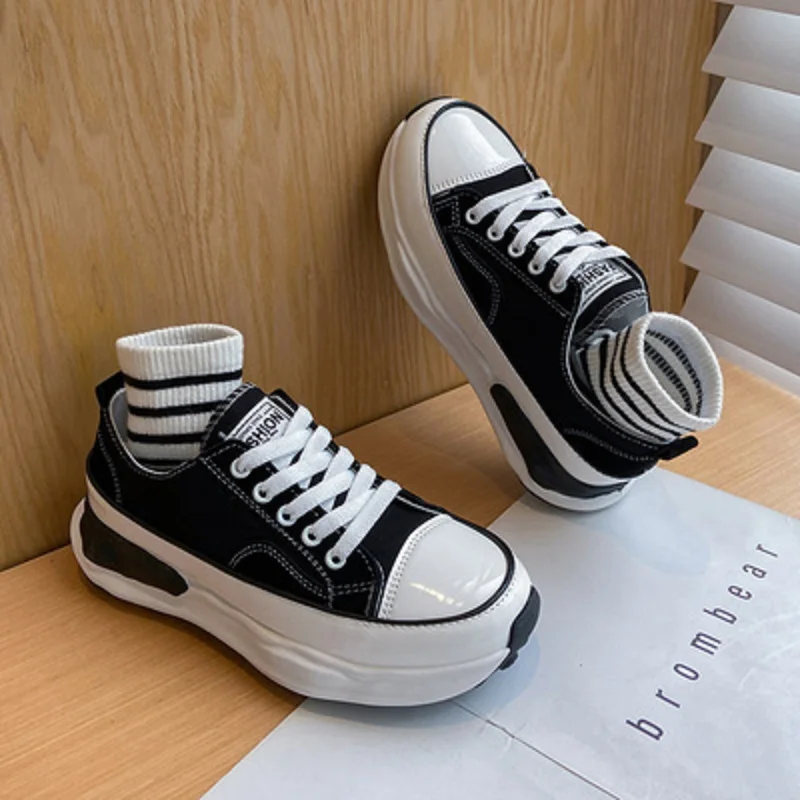 

Large Size 35-40 Spring And Autumn New Ladies Canvas Shoes Retro Style Fashion Casual Platform Students All-Match Single Shoes