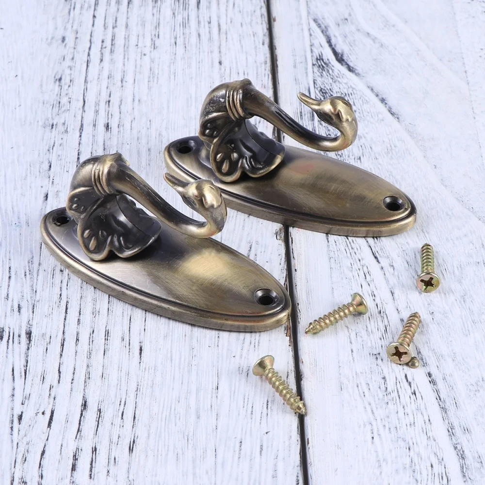 Пара крючков для занавесок в форме лебедя (античная латунь)|Декоративные
