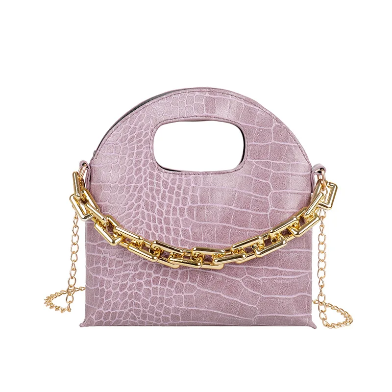 

Crocodile Pattern Fashion Bucker Bag Female Pu Leather Purple Small Shoulder Handbags Women Soild Color Hasp Crossbody Bag