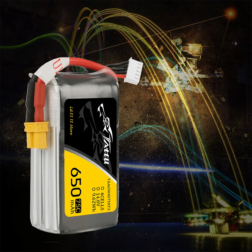 Литий полимерный аккумулятор Tattu 14 8 V 650mAh Lipo 4s 75C RC со встроенной вилкой для 150