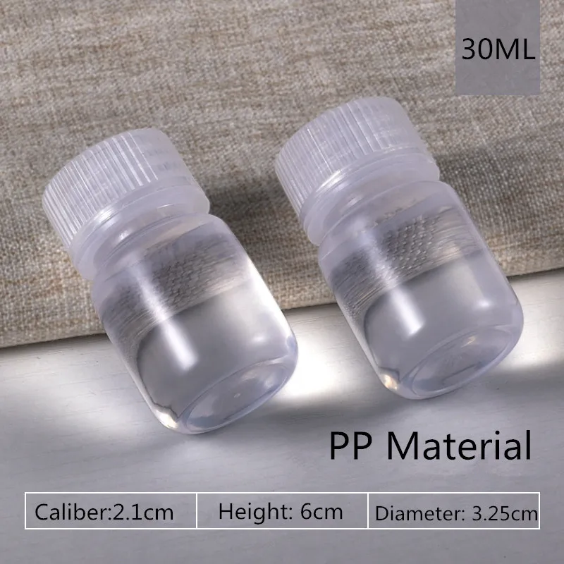 30ML clear 2 шт./лот многоразовые пластиковые бутылки с широким горлышком с винтовой крышкой пищевой Полипропиленовый Контейнер 5 мл-500 мл - Цвет: 30ML clear