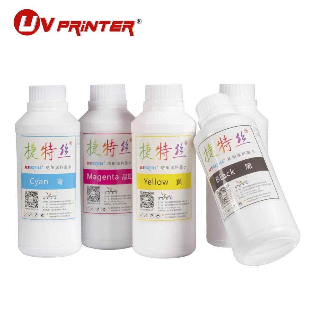 

Textile ink 500ml for A3/A4 UV&DTG printing printer T-shirt canvas pretreatment liquid CMYKW high saturation