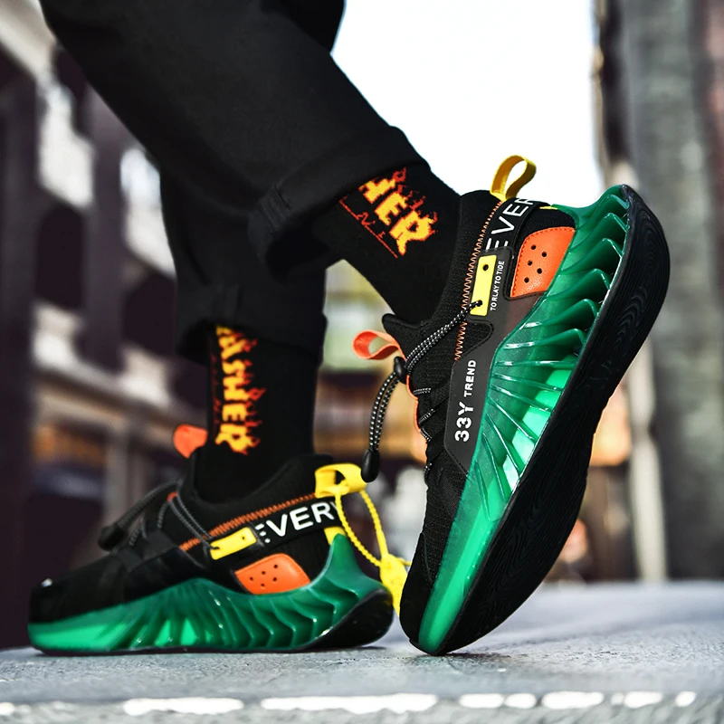 

2021 Platform TPR Cushioning Running Shoes Men Mens Trainers Zapatillas de Hombre Mesh Sports Shoes for Male Breathable Size 46