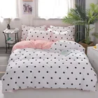 Комплект постельного белья denisroom DF85 #, белый комплект постельного белья с розовым узором в горошек, с пододеяльником для девушек