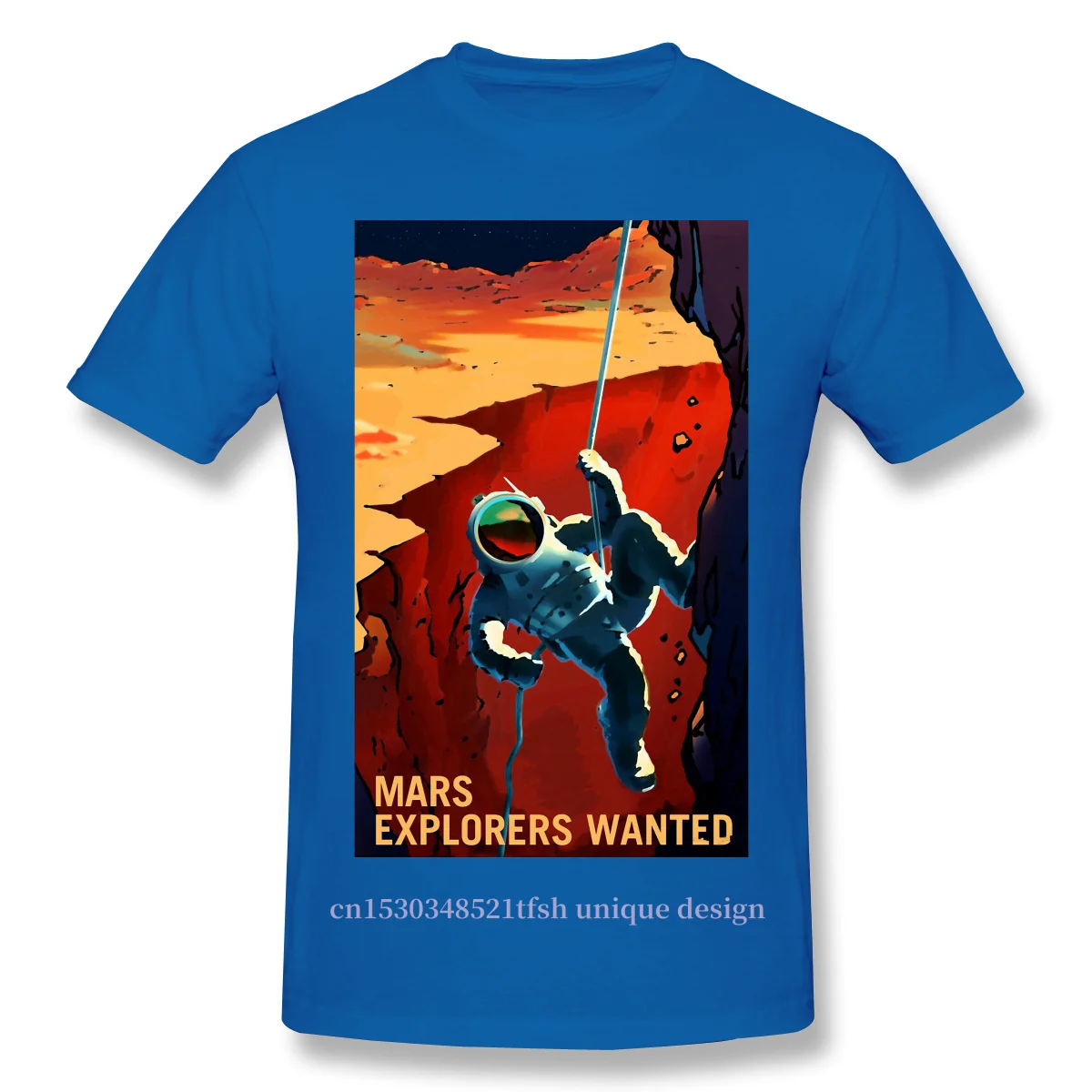 

Men Mars 2020 Occupy Mars Black T-Shirt Mars - Explorers Wanted Astronaut Climbing Illustration Pure Cotton Tees Harajuku