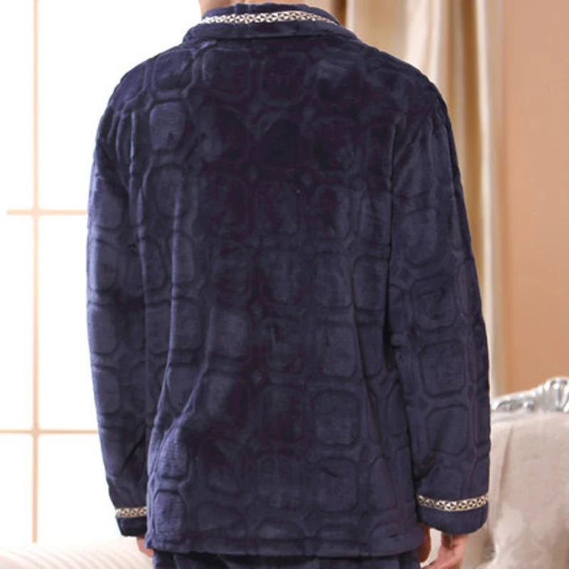 Thoshine Brand Winter Coral Fleece Men Pajamas Sets of Sleep Tops & Pants Flannel Pyjamas Warm Sleepwear Thermal Home Clothing