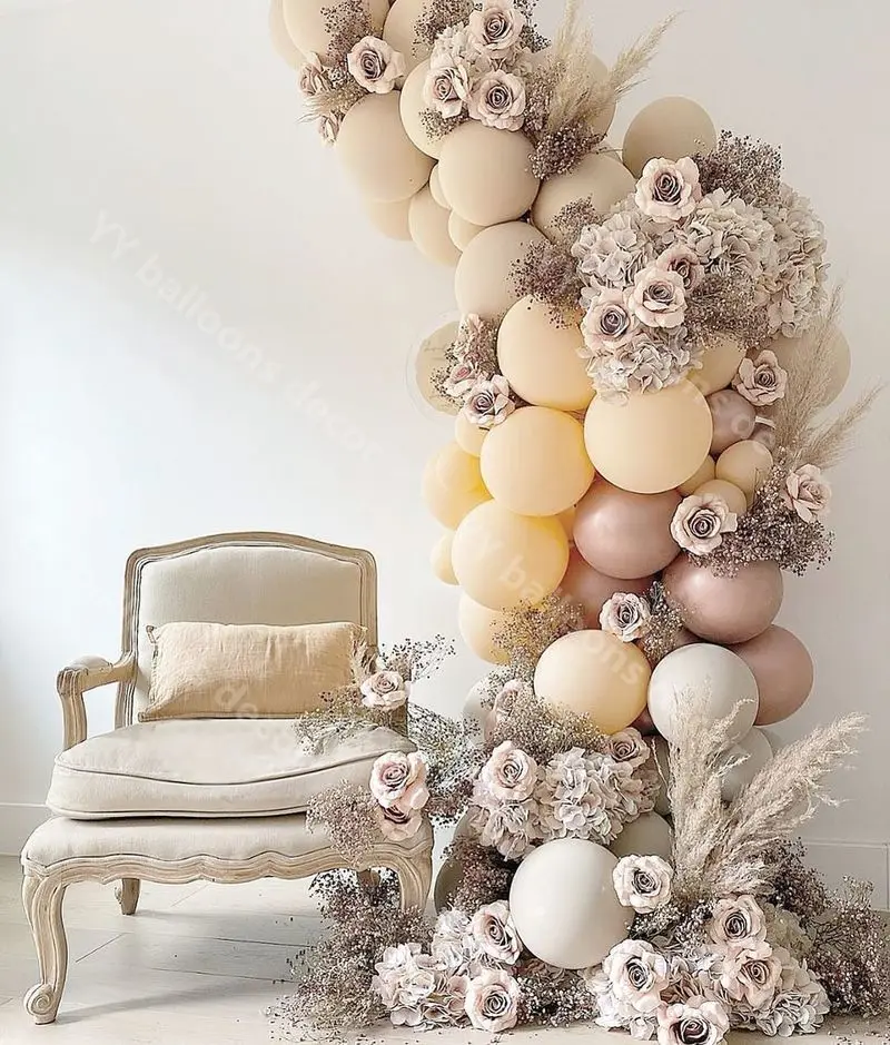 Latex Balloon Garland Arch Kit White Cream Peach Blush Rose Gold Balloons Wedding Bridal Shower Bachelorette Party Decoration | Дом и сад
