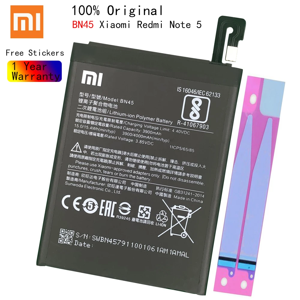 

Оригинальный аккумулятор Xiao mi 100% BN45 4000 мАч для Xiaomi Redmi Note 5 Note5 BN45, сменные батареи для телефона