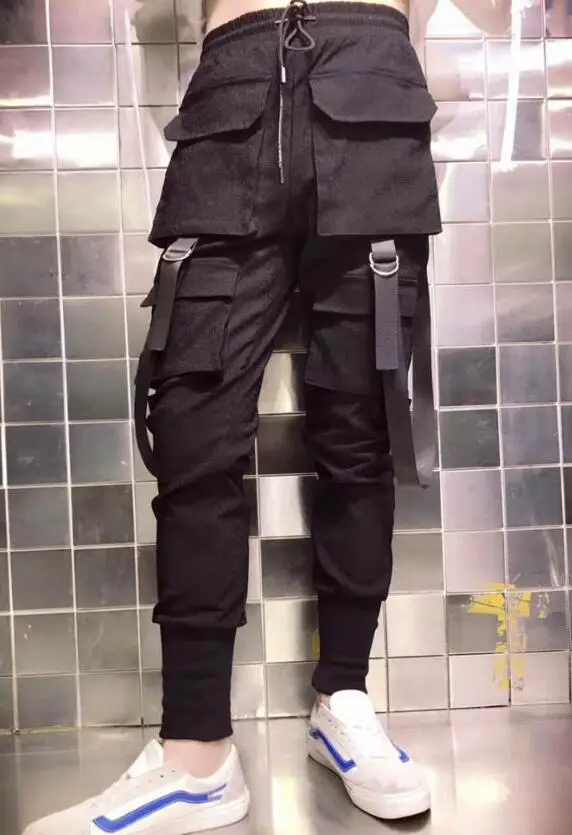 

27-42 HOT / Autumn Men's New Fashion Personalized Slim-fit hip-hop stretch hair stylist webbing nightclub harem pants