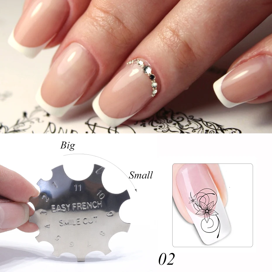 1 шт. простой Французский маникюр штамп многоразмерный трафарет для ногтей