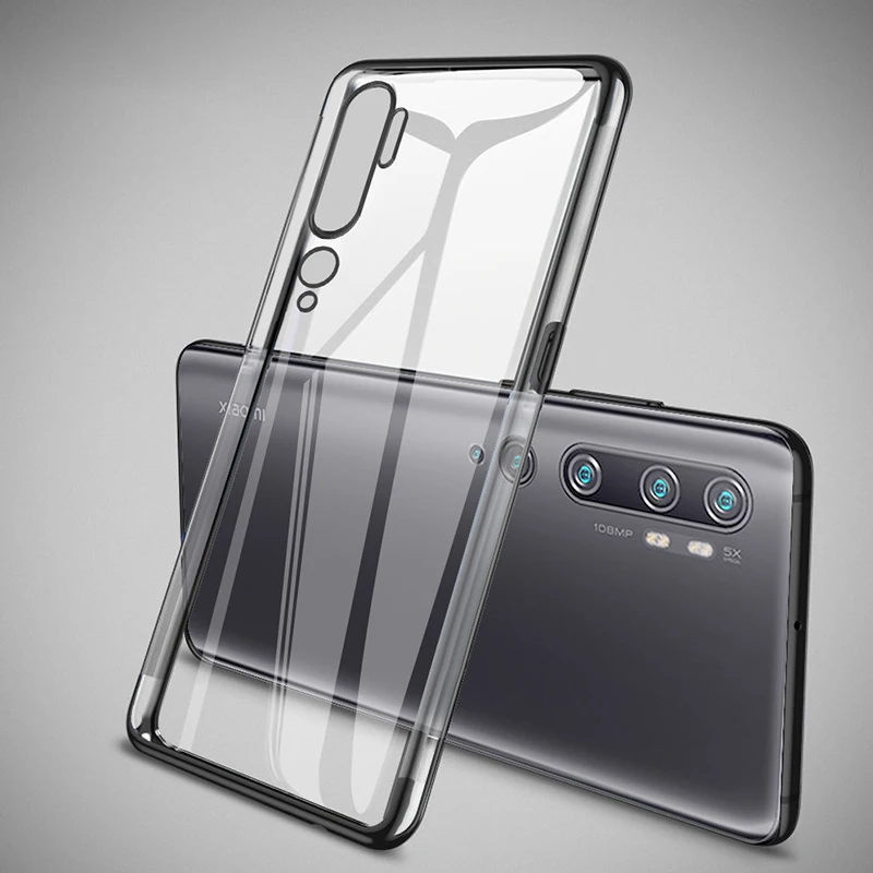 Черный Чехол для телефона для Xiaomi Mi Note 10 чехол бампер силиконовый задний Прозрачный чехол для Xiaomi Mi CC9 Pro Note 10 Pro Чехол для глобальной версии - Цвет: Черный