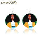 Деревянные серьги-капельки SANSHOOR, Черная Королева, Африканское искусство, леденец, для лучших друзей, 6 см, 1 пара