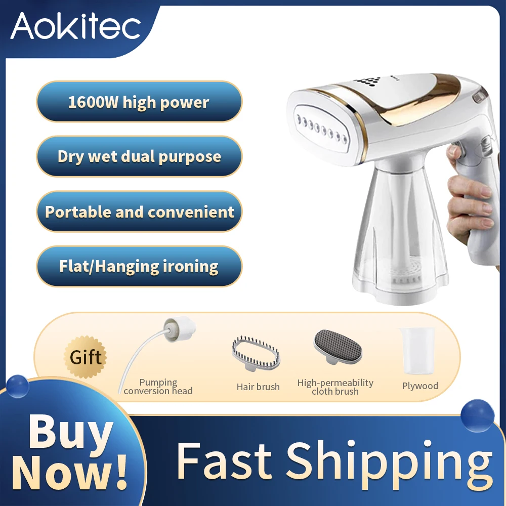 

Aokitec 1600W Household Handheld Ironing Machine Garment Steamer Hanging/Flat ironing Steam Irons Steamer for Clothes 8-hole