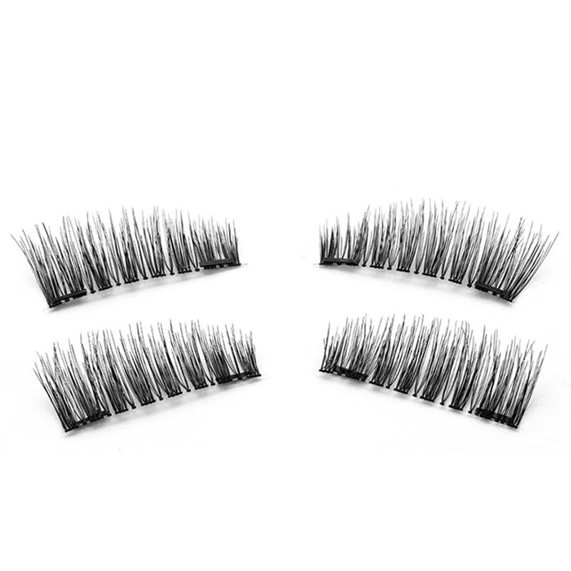 

1 Pair / 4Pcs Natural Double Magnetic 3D Long Magnetic False Eyelashes & 1set USB Charging Curler Hair Straightener Tool