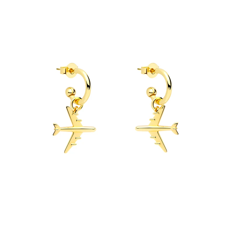 

BOAKO 925 Sterling Silver Airplane Aircraft Pendant Drop Earrings Party Wedding Luxury Jewelry For Women Gift Piercing Pendiente