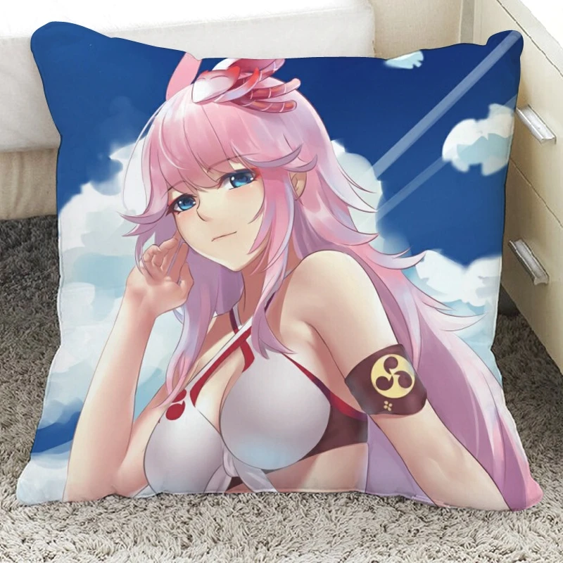 

Anime Honkai Impact 3 Yae Sakura Throw Pillow Cosplay Living Room Student Short Plush Cartoon Sofa Cushion Xmas Gifts 45*45cm