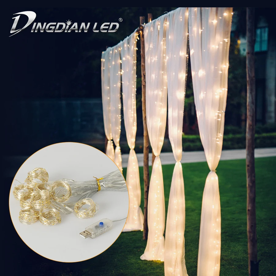 

3M LED Curtain Christmas Wedding Holiday String Light USB LED Decoration Fairy Lamp bulb Garland Party Garden Curtain Decor